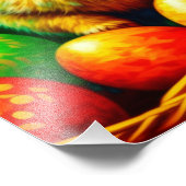 Geschilderde paashaas met eieren foto afdruk (Hoek)