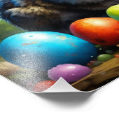 Geschilderde paashaas met eieren foto afdruk (Hoek)