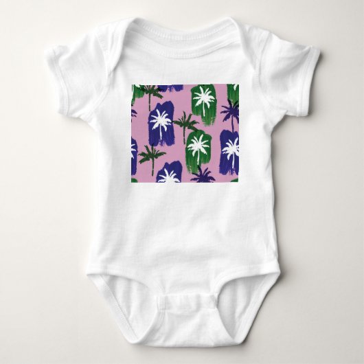 Geschilderde palm, marineblauw groen. romper (Voorkant)