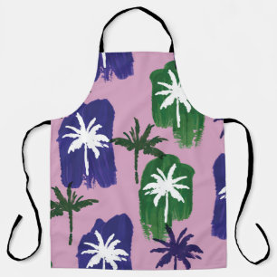 Geschilderde palm, marineblauw groen. schort