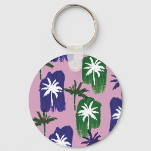 Geschilderde palm, marineblauw groen. sleutelhanger