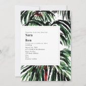 Geschilderde palm Trees Beach Wedding Invitation Kaart (Voorkant)