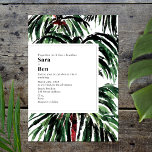 Geschilderde palm Trees Beach Wedding Invitation Kaart<br><div class="desc">Elegant klassiek trouwthema met palmachtergrond met zwarte tekst boven witte achtergrond.</div>