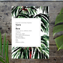 Geschilderde palm Trees Beach Wedding Invitation