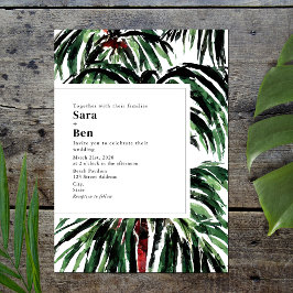 Geschilderde palm Trees Beach Wedding Invitation Kaart