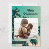 Geschilderde palmbomen Mele Kalikimaka FotoKerstmi Feestdagenkaart (Voorkant)