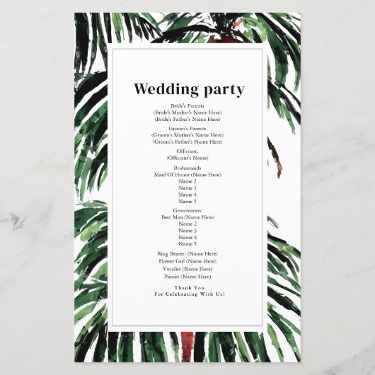 Geschilderde palmbomen Modern Beach Wedding (Achterkant)