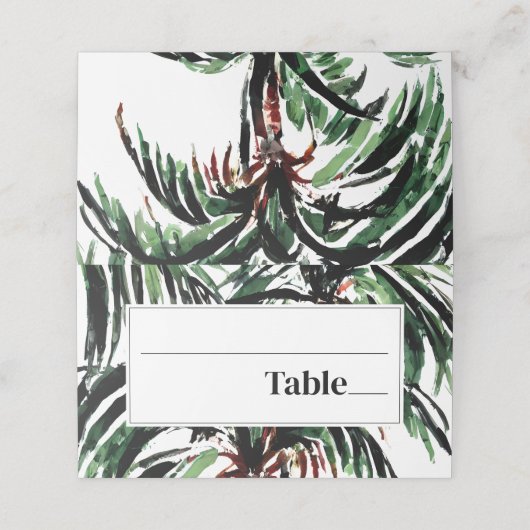 Geschilderde palmbomen Modern Beach Wedding Plaatskaartje (Buitenkant ongevouwen)
