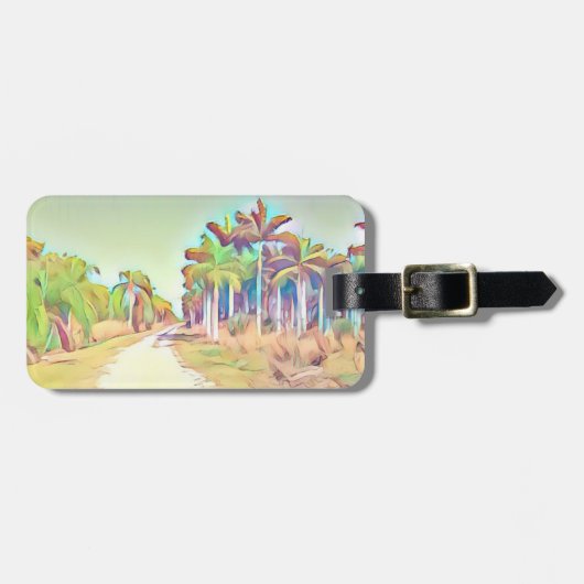 Geschilderde palmweg bagagelabel (Voorkant horizontaal)