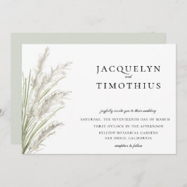 Geschilderde Pampas Grass Bruiloft Kaart