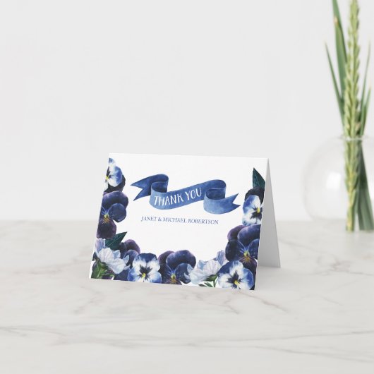 Geschilderde Pansies dankt u Bedankkaart (Voorkant)