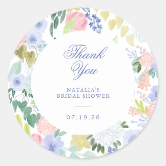 Geschilderde Pasteltuin Bruidsuitnodiging Favor st Ronde Sticker