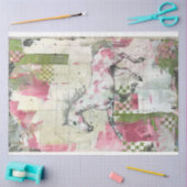 Geschilderde Patchwork Quiltontwerp Paard Decoupag Tissuepapier (Craft)