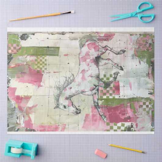 Geschilderde Patchwork Quiltontwerp Paard Decoupag Tissuepapier (Craft)