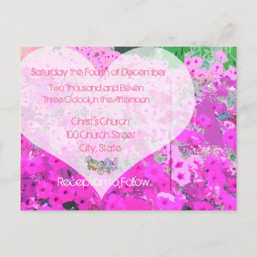 Geschilderde Petunias bruiloft uitnodigingen (Achterkant)
