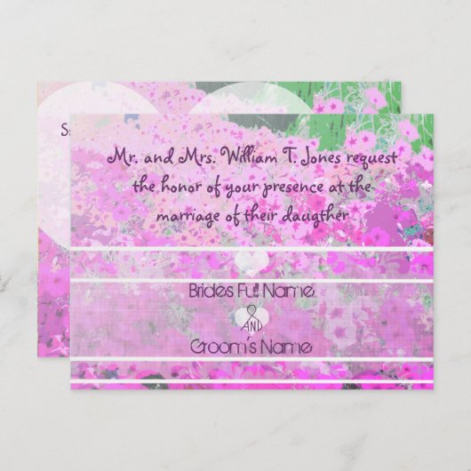 Geschilderde Petunias bruiloft uitnodigingen (Voorkant / Achterkant)