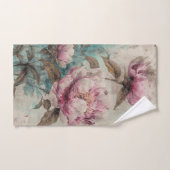 Geschilderde pioenen - Badkamer handdoek set (Handdoek)