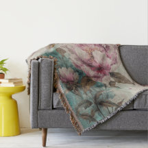 Geschilderde Pioenen - Deken