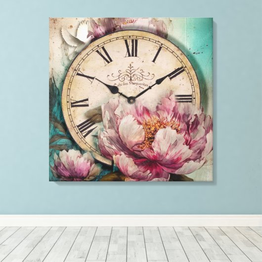 Geschilderde pioenen - omwikkeld canvas (Insitu (Houten vloer))