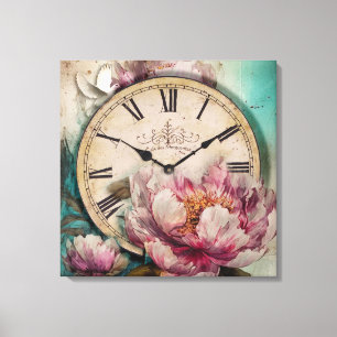 Geschilderde pioenen - omwikkeld canvas afdruk