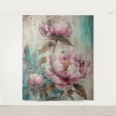 Geschilderde Pioenen - Tapestry Wandkleed (Voorkant)