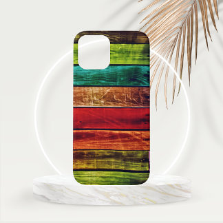 Geschilderde planten van hout in rood groen Blauwg iPhone 15 Case