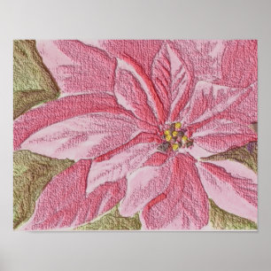 Geschilderde Poinsettia Kerstbloem Poster