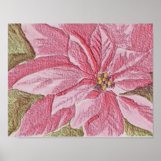 Geschilderde Poinsettia Kerstbloem Poster (Voorkant)
