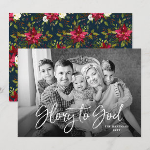 Geschilderde Poinsettias   Foto volledig gebleed Feestdagenkaart