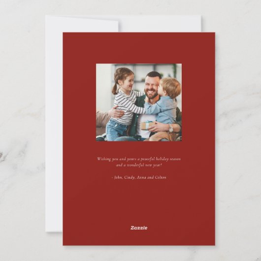 Geschilderde Poinsettias Kerstmis Foto Feestdagenkaart (Achterkant)