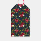 Geschilderde Poinsettias | Vakantie Cadeaulabel (Achterkant)