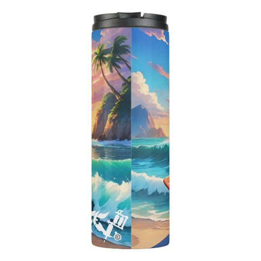 Geschilderde Pokémon Squirtle Surfing Travel Mug Thermosbeker (Achterkant)