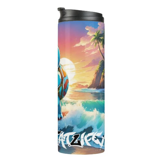 Geschilderde Pokémon Squirtle Surfing Travel Mug Thermosbeker (Geroteerd rechts)
