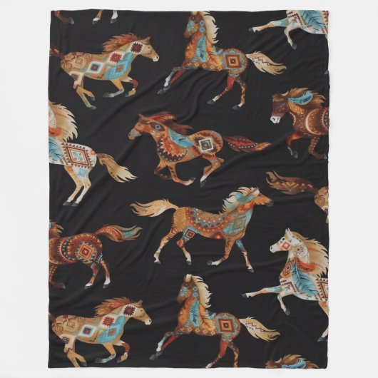 Geschilderde Poneys Fleece Deken (Voorkant)