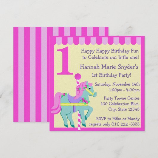 Geschilderde Pony/ Birthday Kaart (Voorkant / Achterkant)