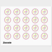 Geschilderde Pony Roze en Groene Carrousel Ronde Sticker (Vel)