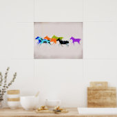 Geschilderde pony's in rook kunst poster (Keuken)