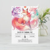 Geschilderde Printable Fox Verjaardag Kaart (Staand voorkant)