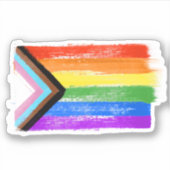 Geschilderde Progress Pride Sticker (Voorkant)