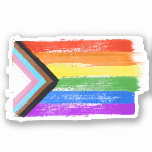 Geschilderde Progress Pride Sticker (Voorkant)