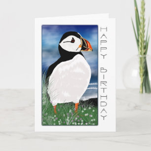 Geschilderde Puffin Birthday Card - Birthday Card  Kaart