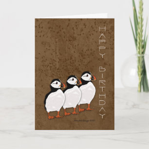 Geschilderde Puffin Birthday Card - Birthday Card  Kaart