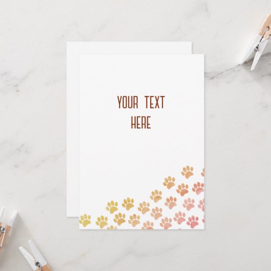 Geschilderde Puppy Paw afdrukken met aangepaste te Kaart (Voorkant / Achterkant in situ)