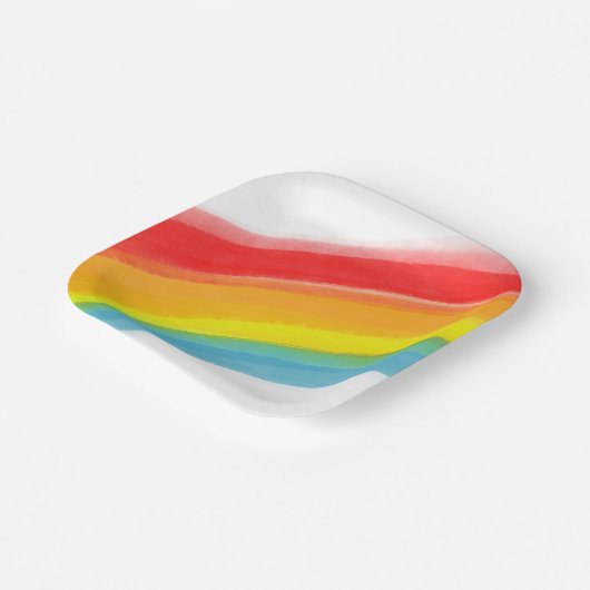 Geschilderde Rainbow Classic Verjaardag Papieren Bordje (Gebogen)