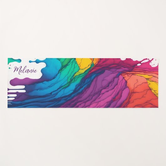 Geschilderde Rainbow Yoga Mat met Aangepaste Naam (Voorkant (horizontaal))