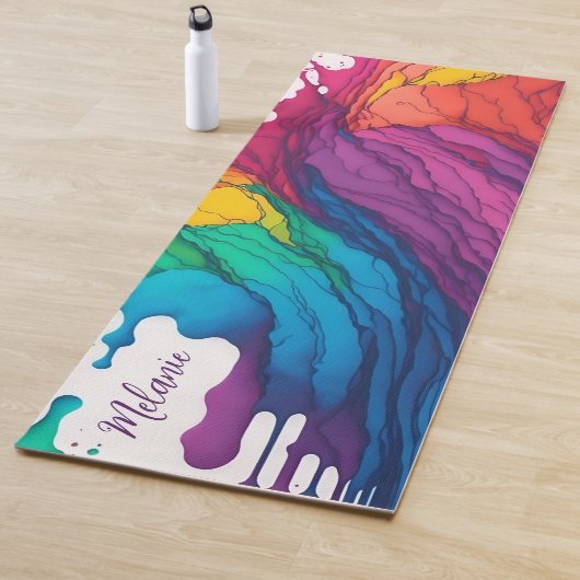 Geschilderde Rainbow Yoga Mat met Aangepaste Naam (In situ)