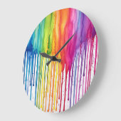 Geschilderde regenboog aquarel verf druppels Abstr Grote Klok (Hoek)