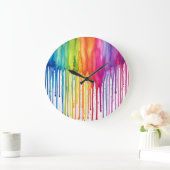 Geschilderde regenboog aquarel verf druppels Abstr Grote Klok (Huis)