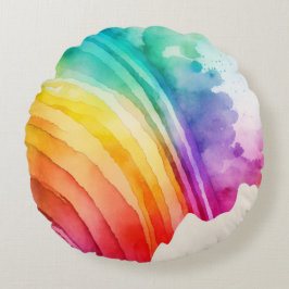 Geschilderde regenboog Waterverf penseelstreken Ab Rond Kussen