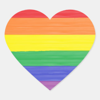 Geschilderde regenboogvlag hart sticker